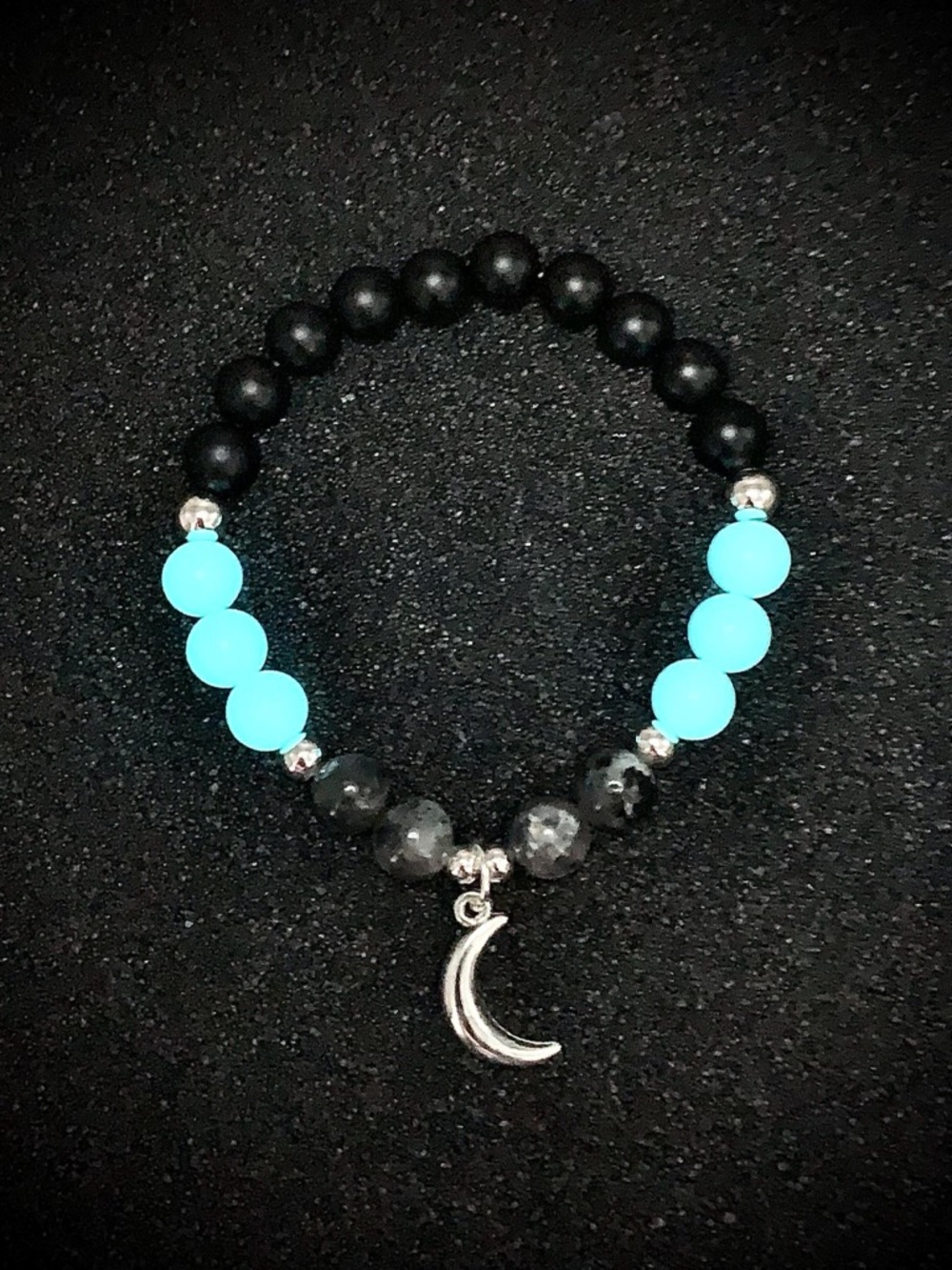 Glow In The Dark Moon Charm Beaded Bracelet